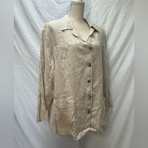 VTG CLIO Linen Jacket Lightweight Shoulder Pads Pockets Sz XL‎